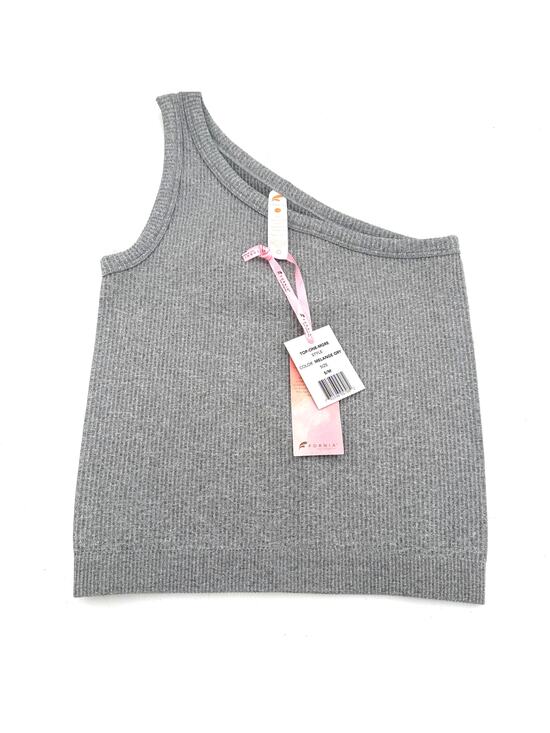 Fornia Tops - Fornia Women/s Grey One Shoulder Ribbed Tank Top New with tags Size Small/Medium